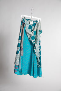 Blue and green patterned skirt