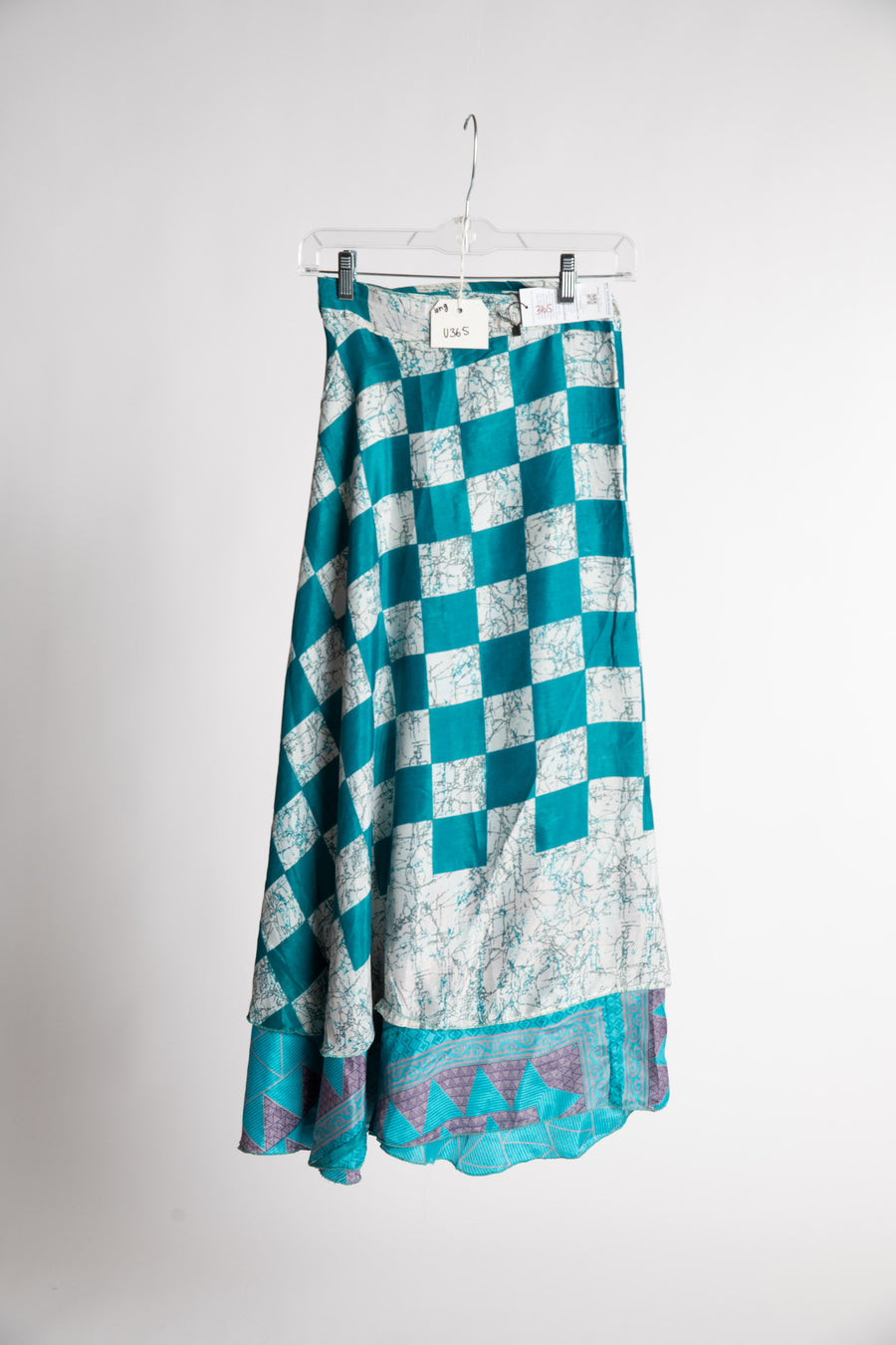 Blue and white checkered skirt 