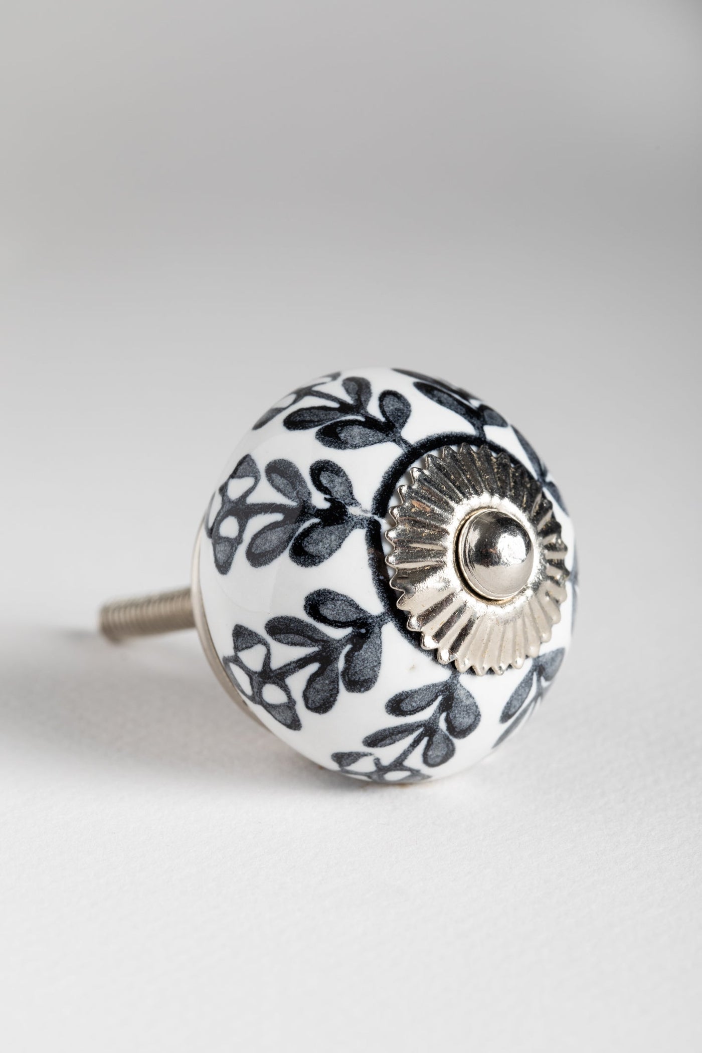 Classic hand painted ceramic knob in black