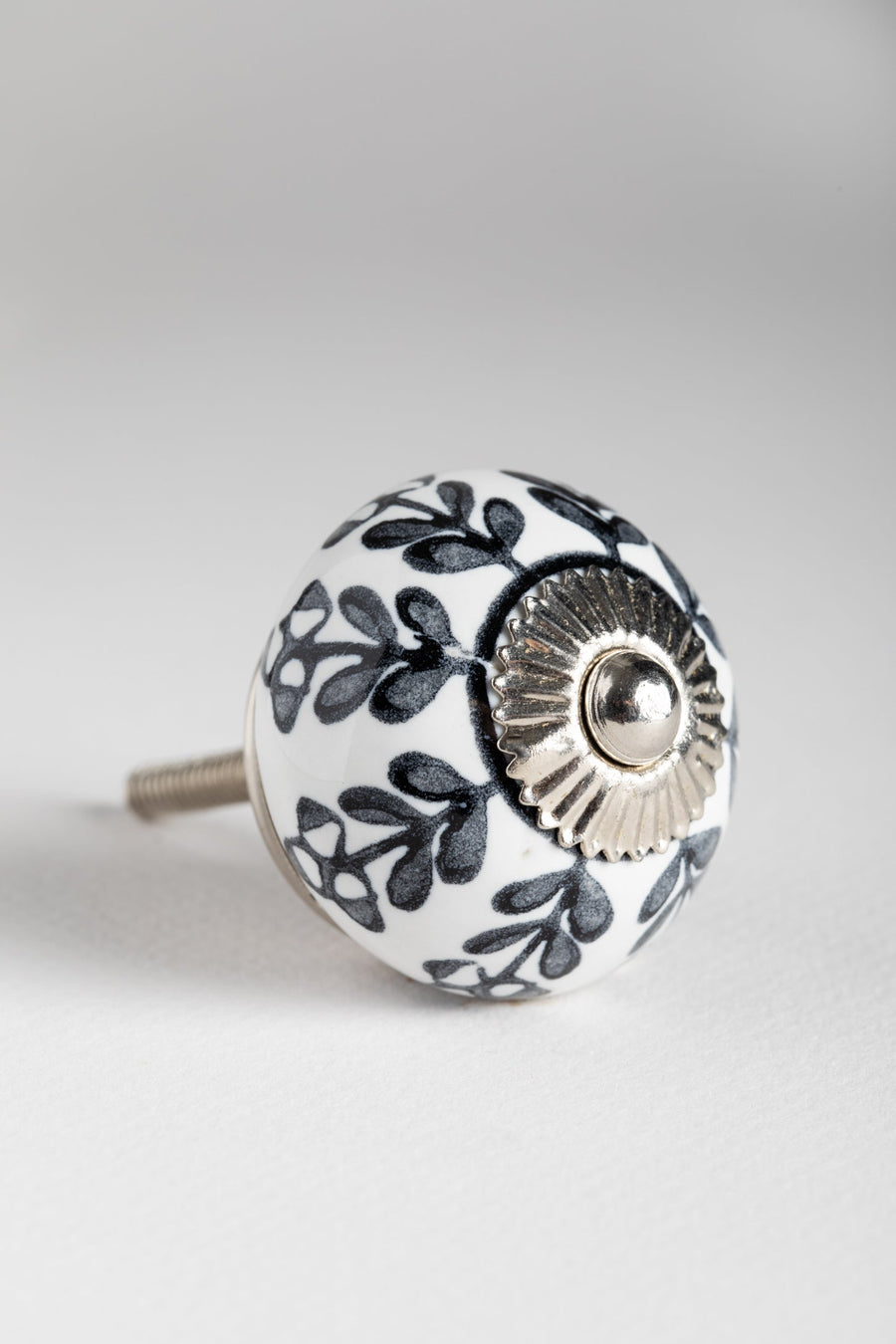 Classic hand painted ceramic knob in black