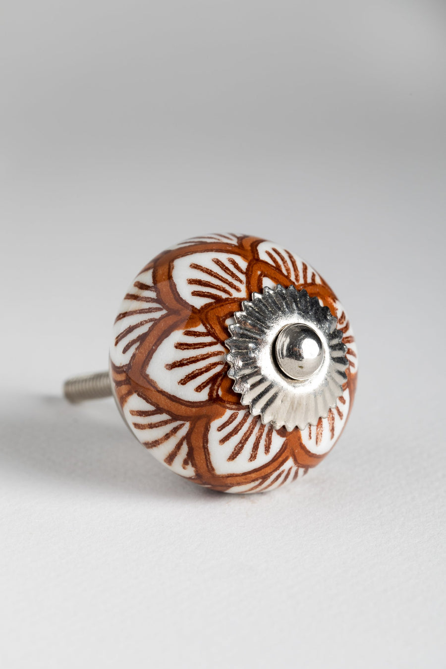 Classic hand painted ceramic knob in brown