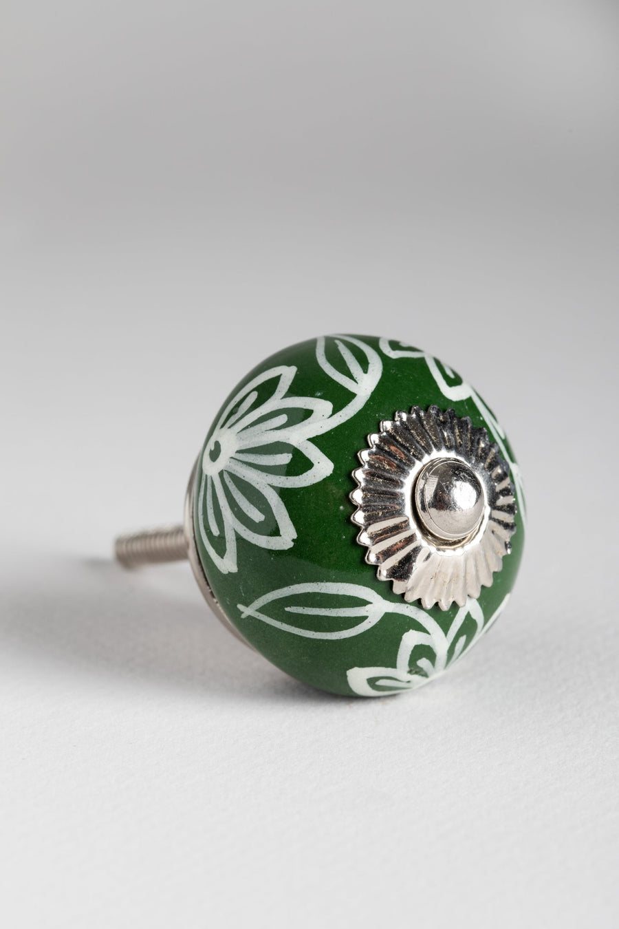 Classic hand painted ceramic knob in forest