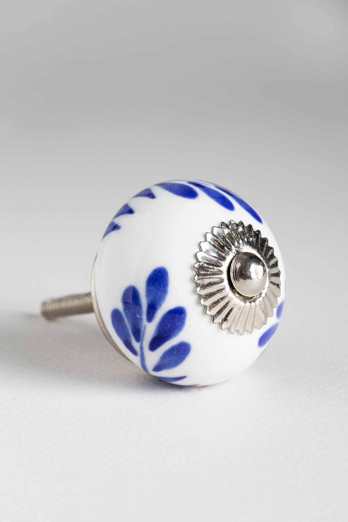 Classic hand painted ceramic knob in indigo