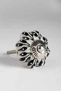 Classic Floral Handpainted Ceramic Knob in Antique Finish Black