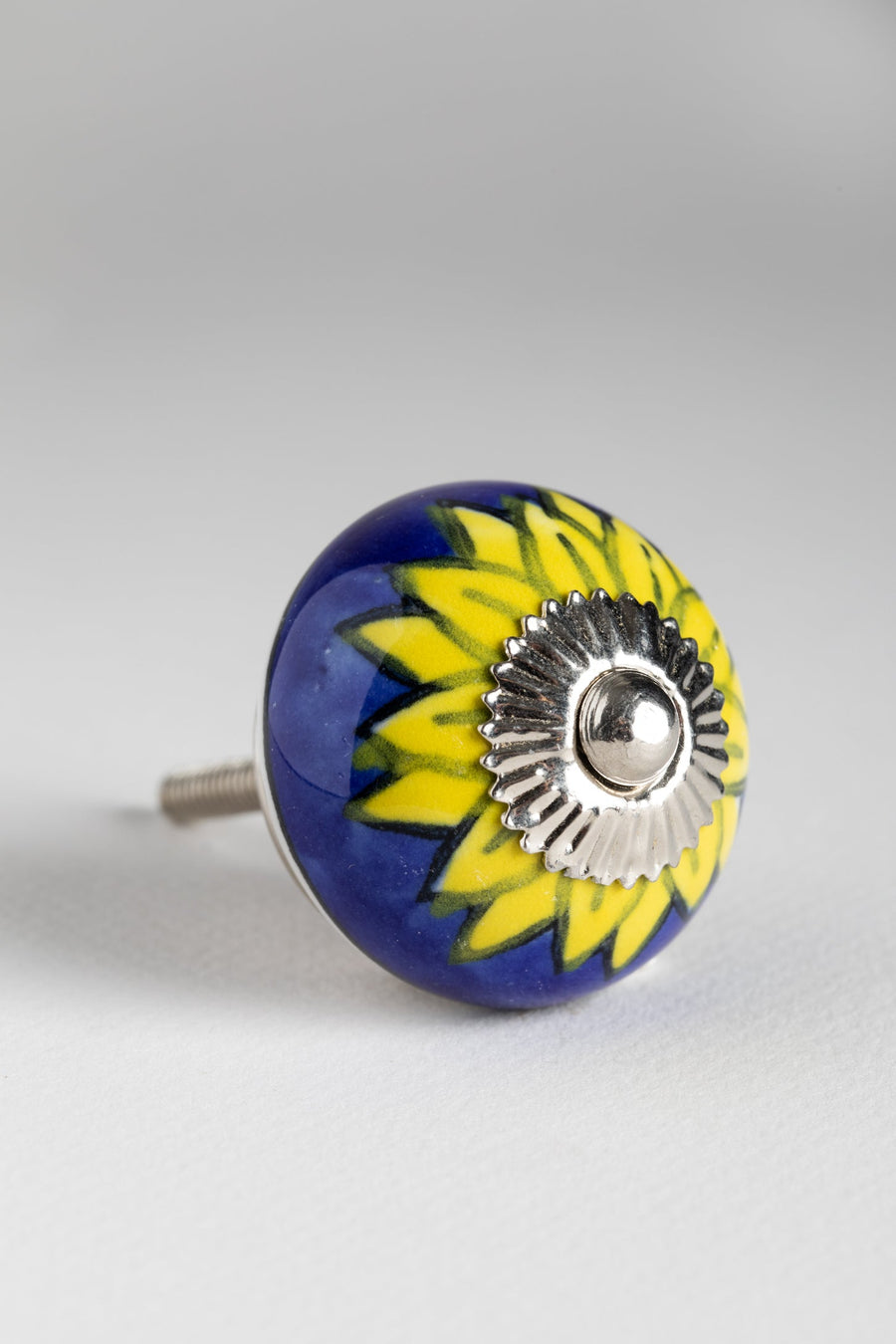 Floral hand painted ceramic knob in sunflower