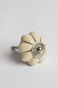 Scallop hand painted ceramic knob in beige