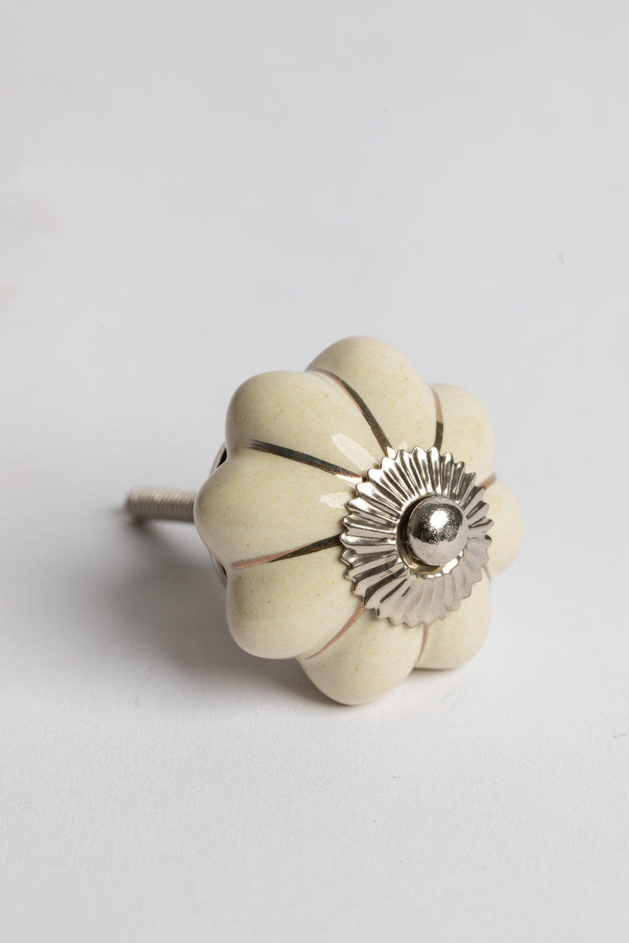 Scallop hand painted ceramic knob in beige