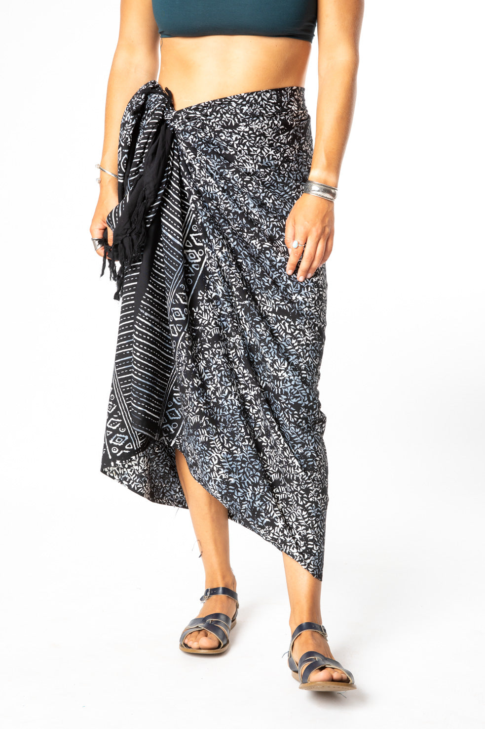 Sophie is wearing a batik sarong in black sunlit shadows