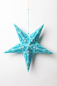 Ganesh Turquoise Glitter Paper Star