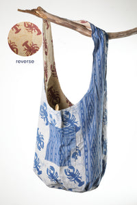 Reversible Block Print Bag in Maroon and Navy