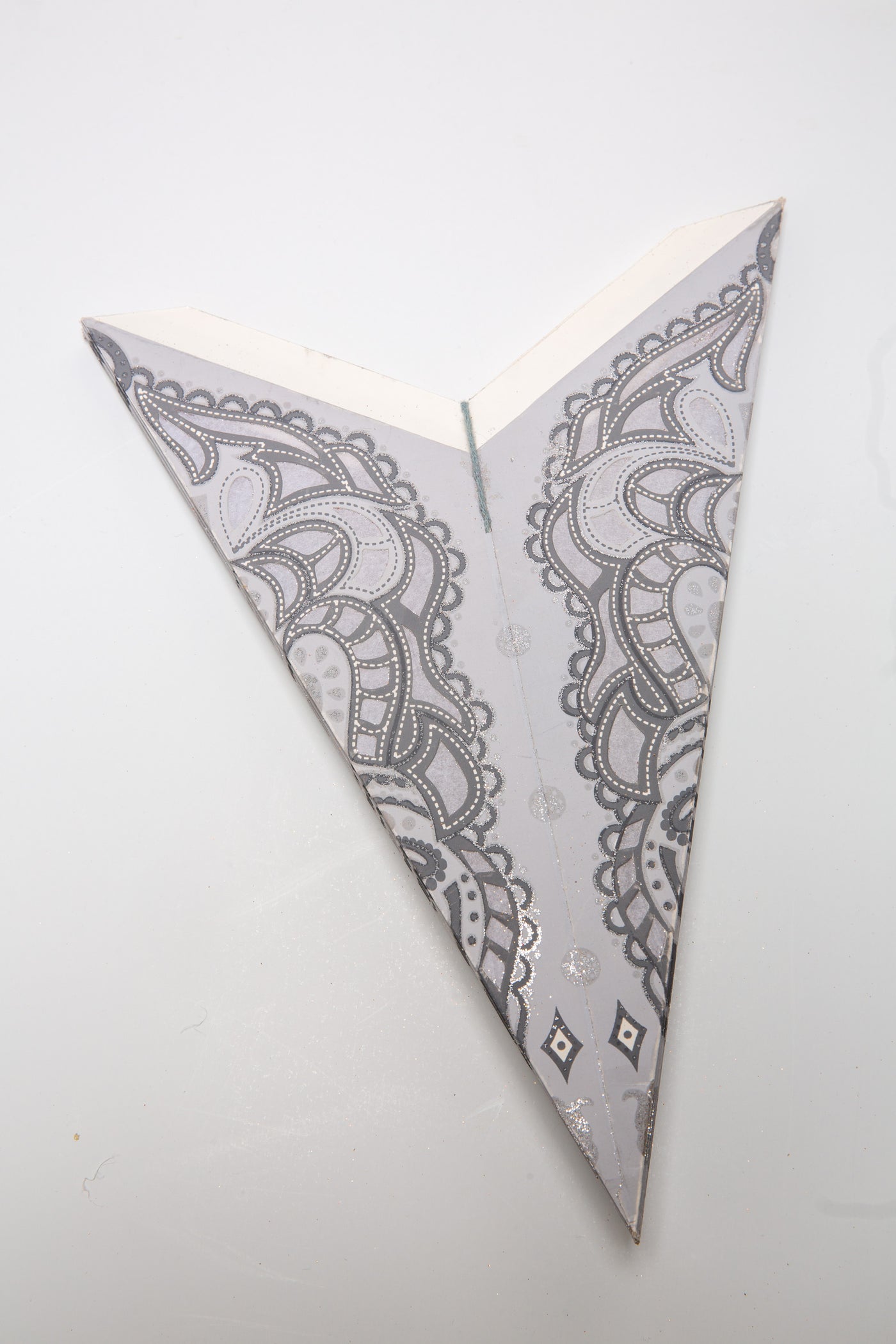 Ganesh - White Glitter 7 Point Paper Star Lantern folded