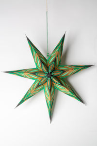 Neuro - Green Glitter 7 Point Paper Star Lantern Unlit
