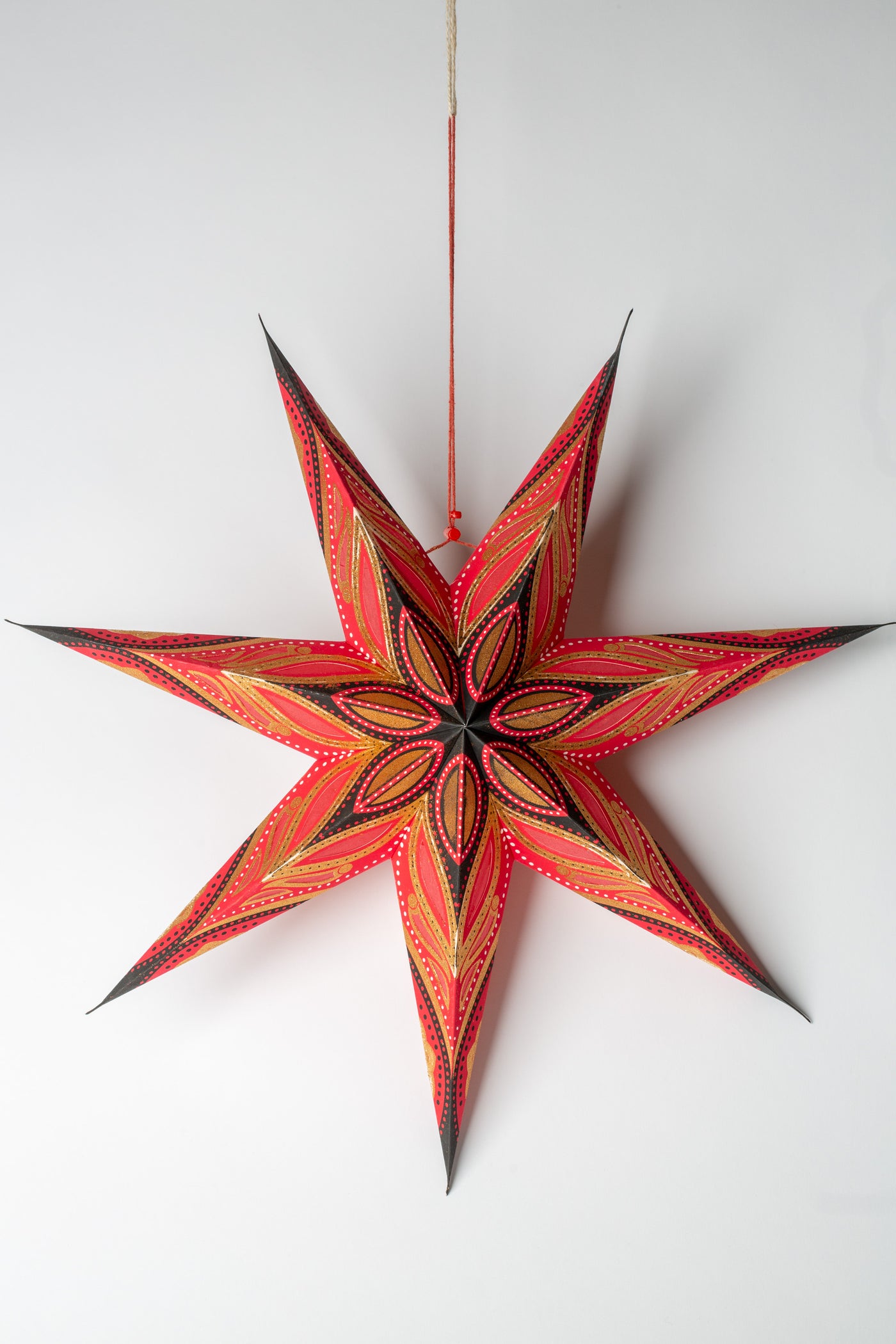 Neuro - Red Glitter 7 Point Paper Star Lantern Unlit