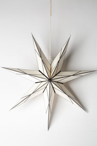 White - Glass Effect 7 Point Paper Star Lantern Unlit