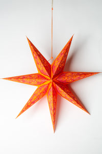 Ganesh - Tangerine Glitter 7 Point Paper Star Lantern Unlit