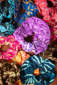 handmade batik scrunchie colorful hair tie from indonesia
