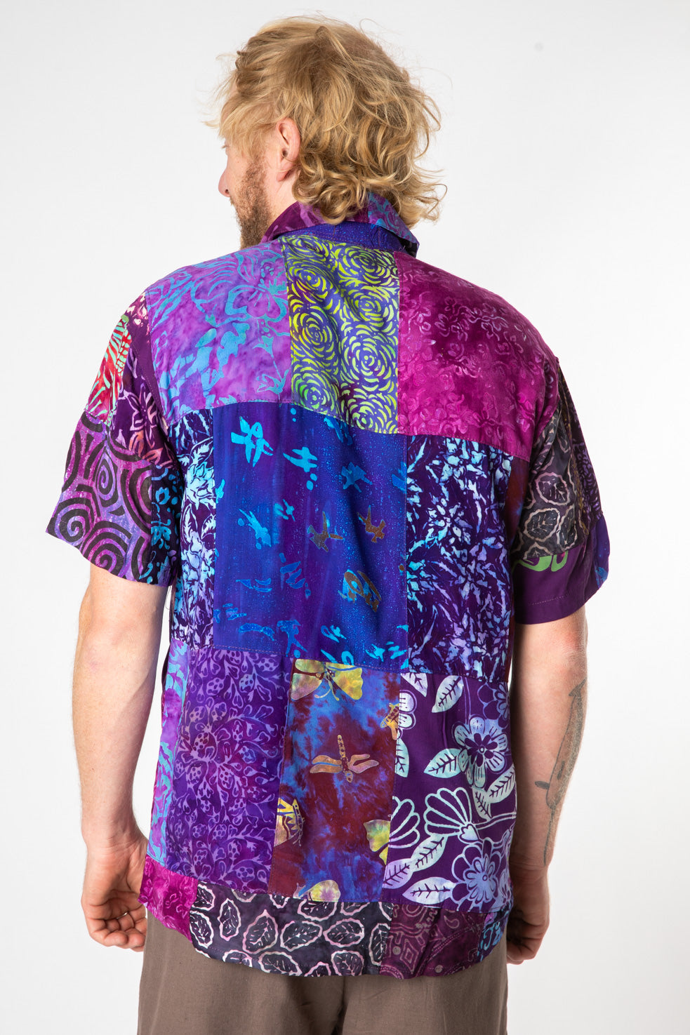 Patchwork Party Batik Button Up Shirt | Sustainable Patchwork