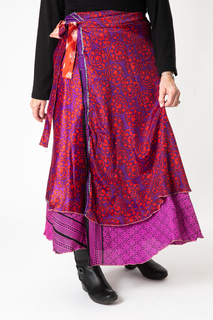 Long Sari Silk Wrap Skirt