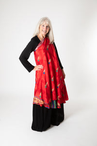 Toni is wearing sari silk wrap skirt in fire on the mountain