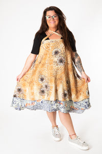 Desiree is wearing sari silk wrap skirt in jack straw