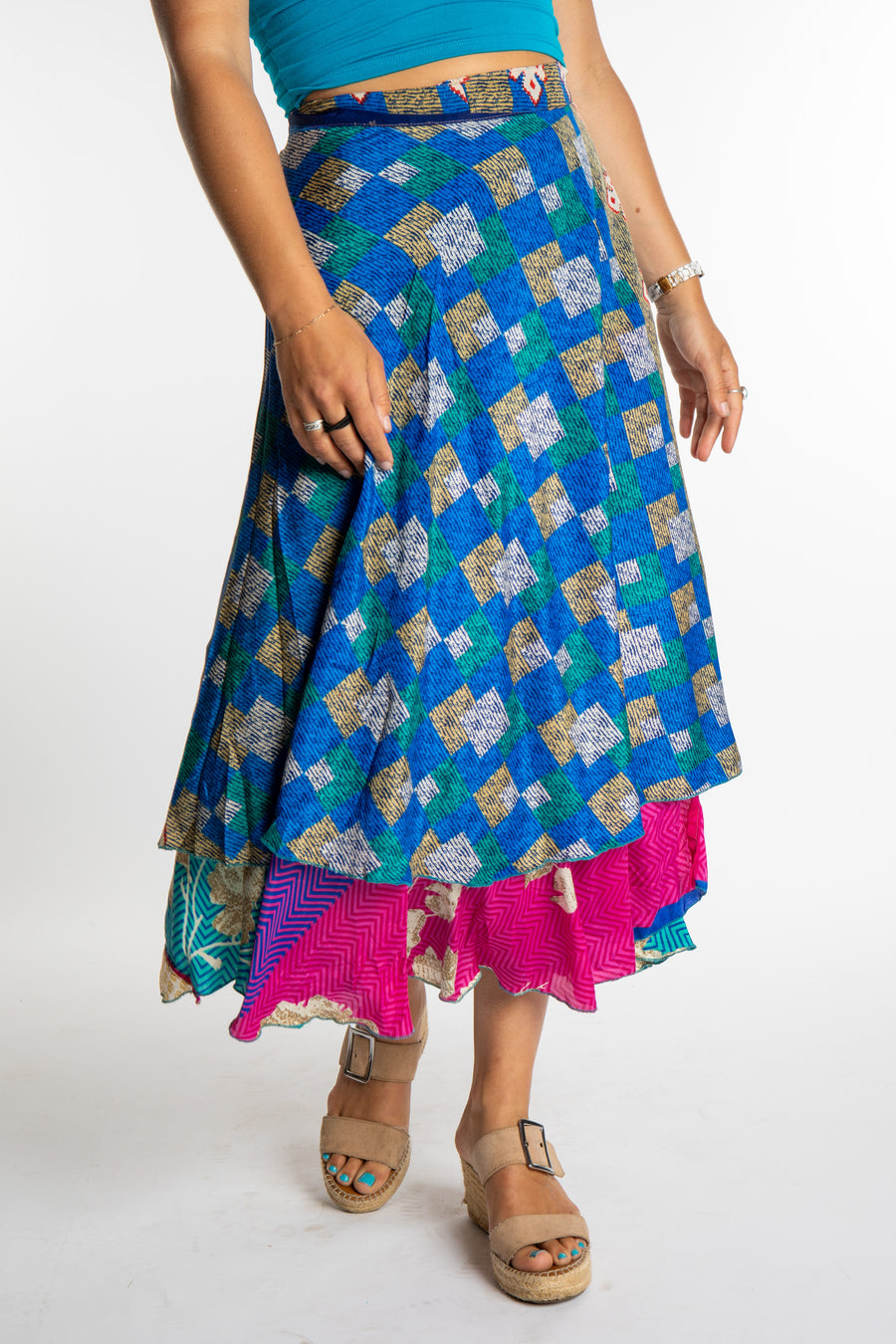 Long Sari Silk Wrap Skirt