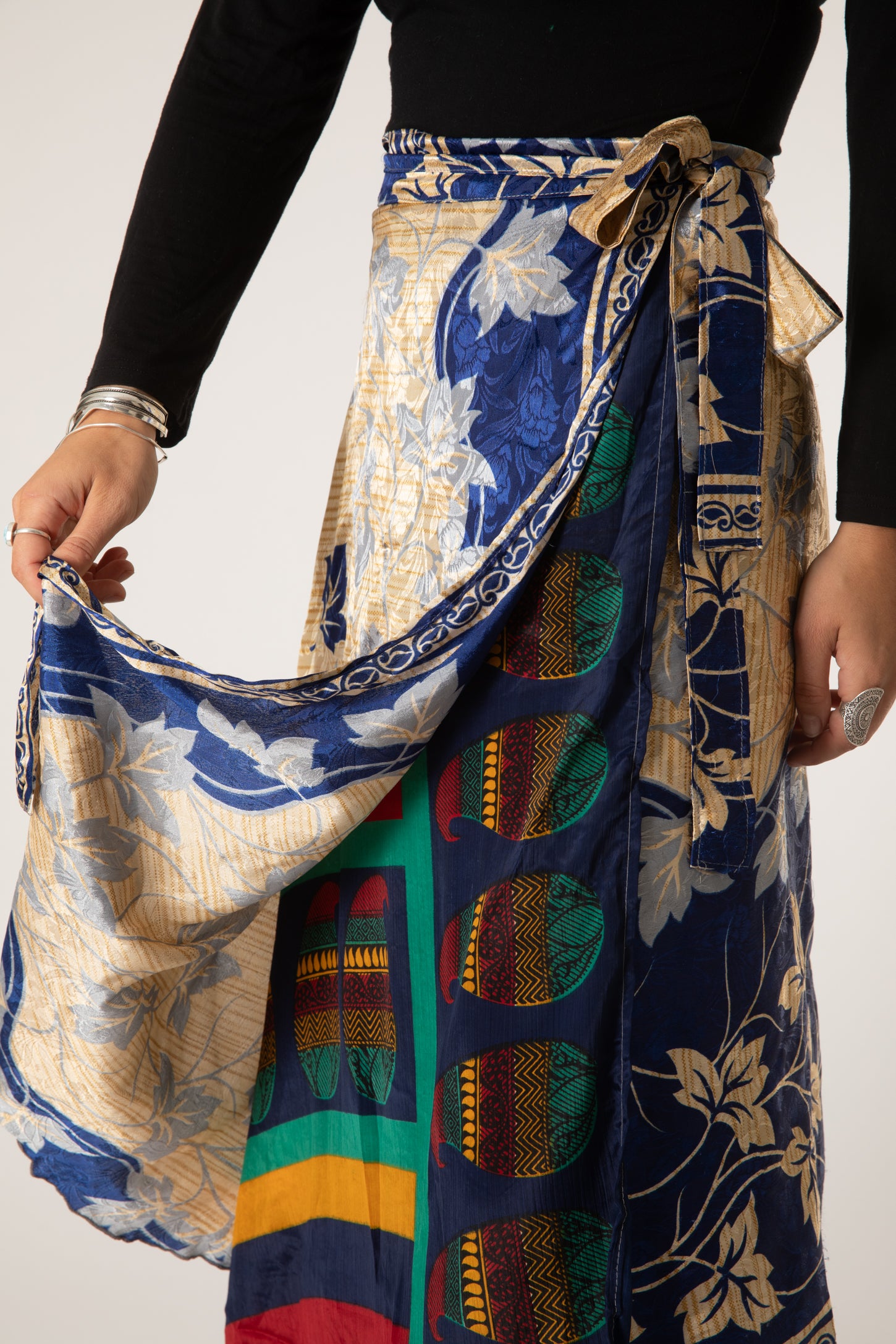 Sophie is wearing sari silk wrap skirt in shakedown street