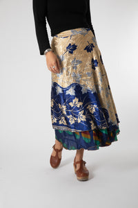 Long Sari Silk Wrap Skirt