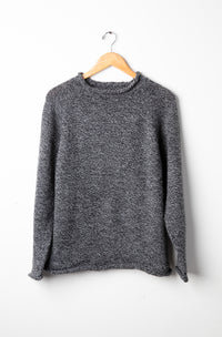 Black and white roll neck alpaca sweater