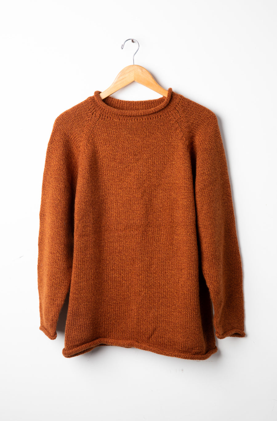 Rust roll neck alpaca sweater