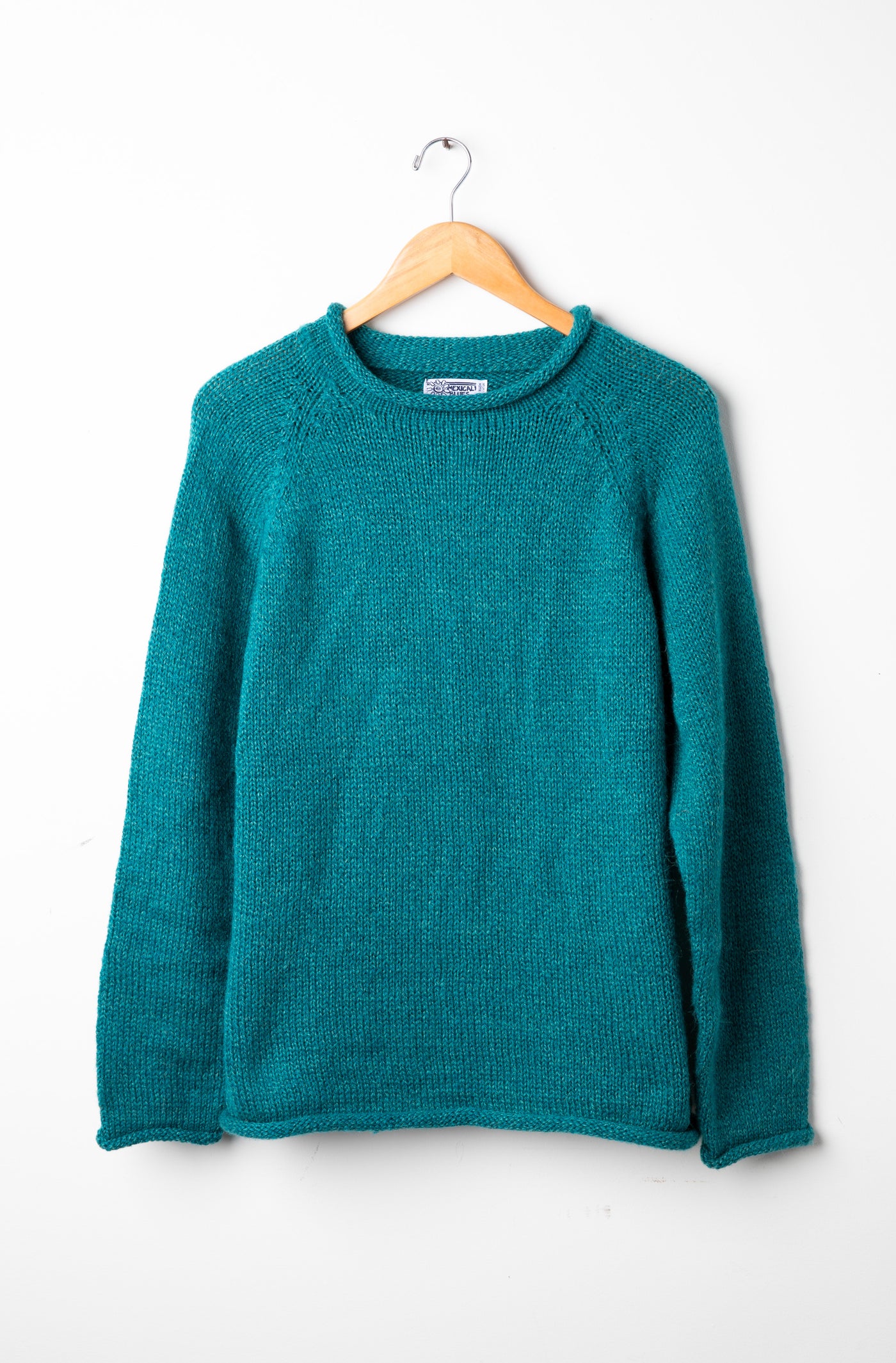 Teal roll neck alpaca sweater