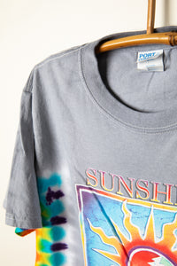 Grateful Dead inspired Sunshine Daydream T-Shirt with tie dye on the sides and a sun stealie design