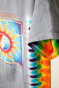 Grateful Dead inspired Sunshine Daydream T-Shirt with tie dye on the sides and a sun stealie design