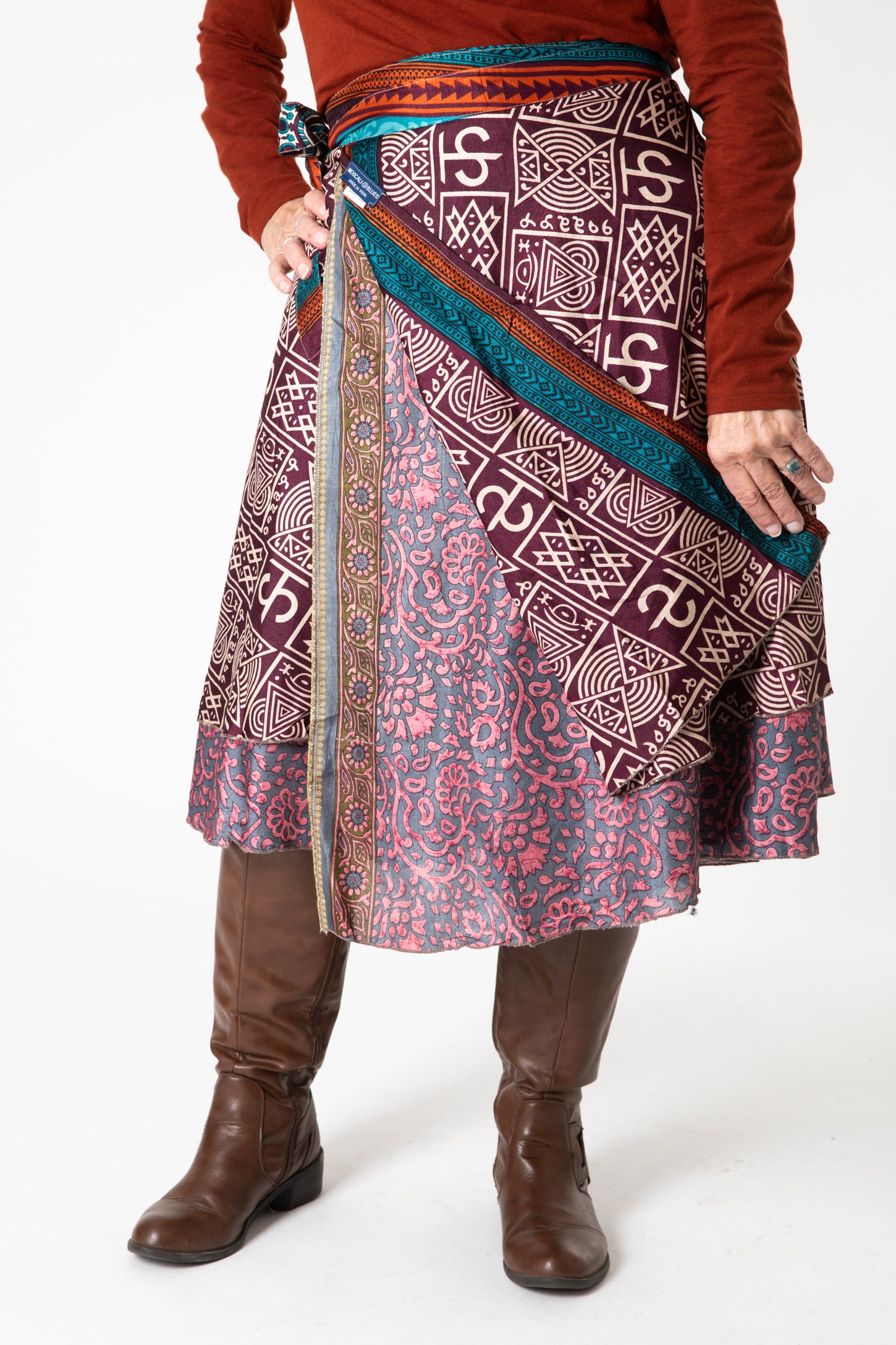 Vintage 2 Layer Silk Sari Saree Magic Wrap Around Skirt Dress Beach We –  Mangogiftsstore