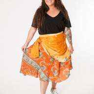 Tea Length Sari Silk Wrap Skirt