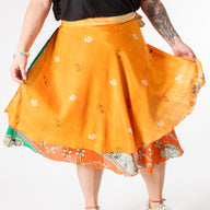 Tea Length Sari Silk Wrap Skirt