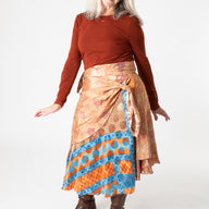 Tea Length Sari Silk Wrap Skirt