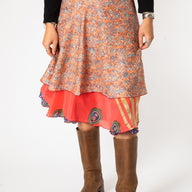 Tea Length Sari Silk Wrap Skirt