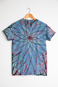 Spiral Tie Dye T-Shirt in Lilac with Maroon and Forest