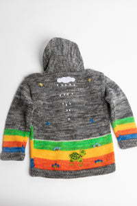 Kids zip up animal sweater in black