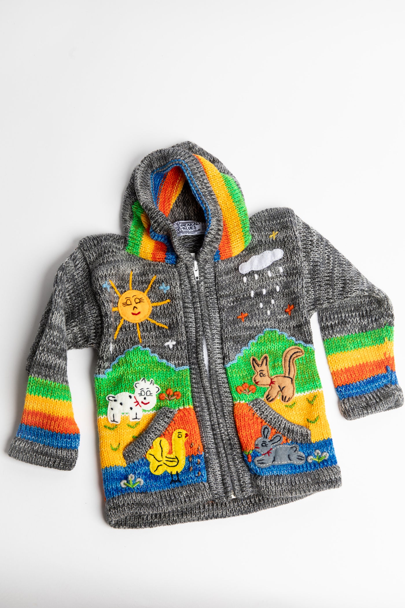 Kids zip up animal sweater in black