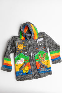 Kids zip up animal sweater in black