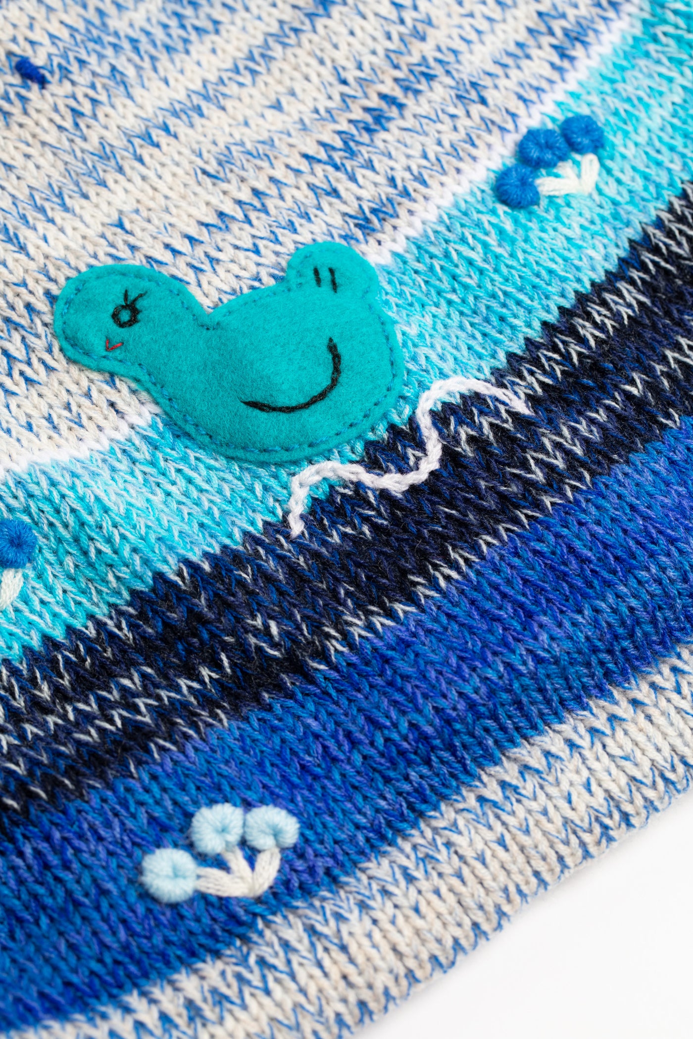 Kids zip up animal sweater in blue space dye 