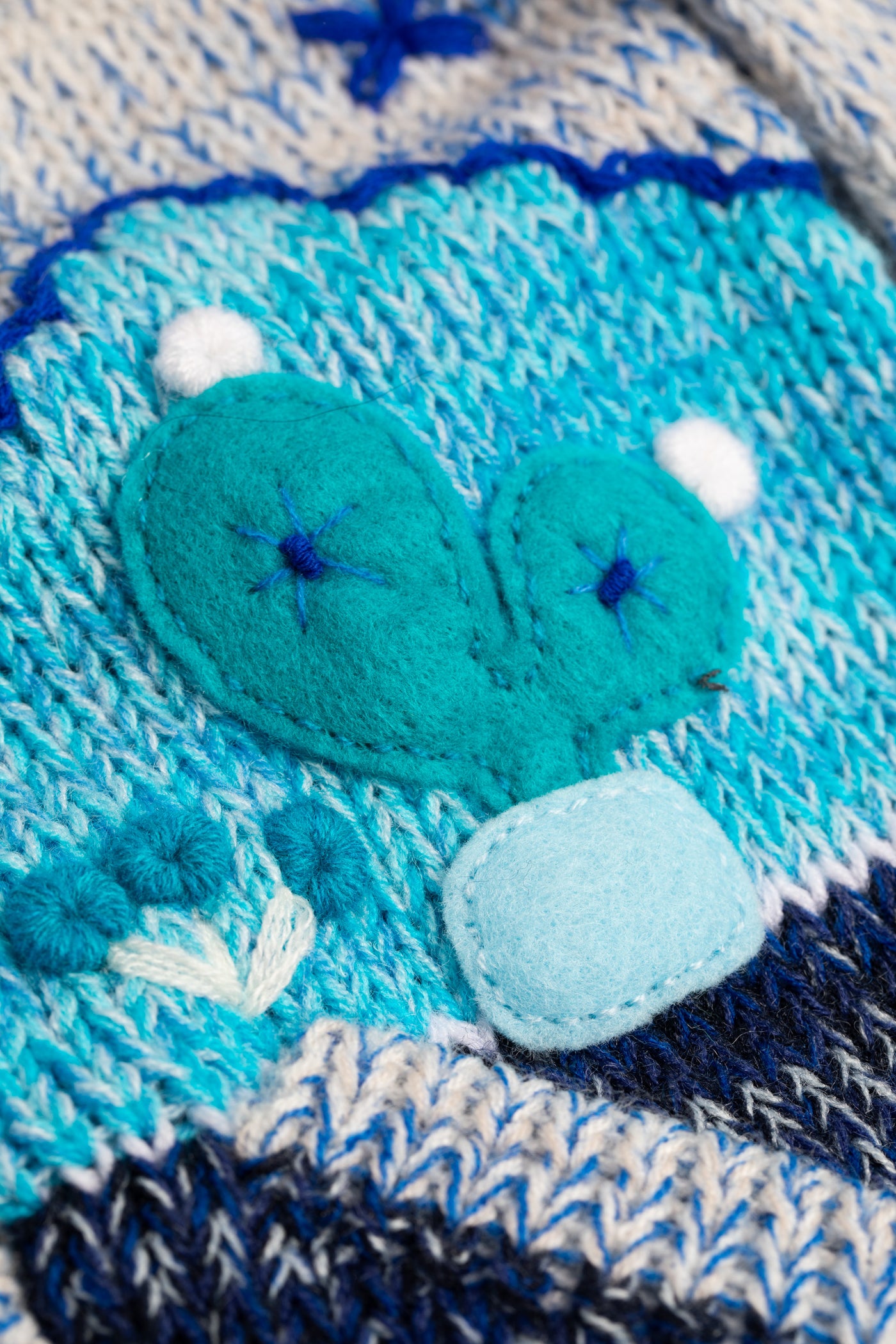 Kids zip up animal sweater in blue space dye 