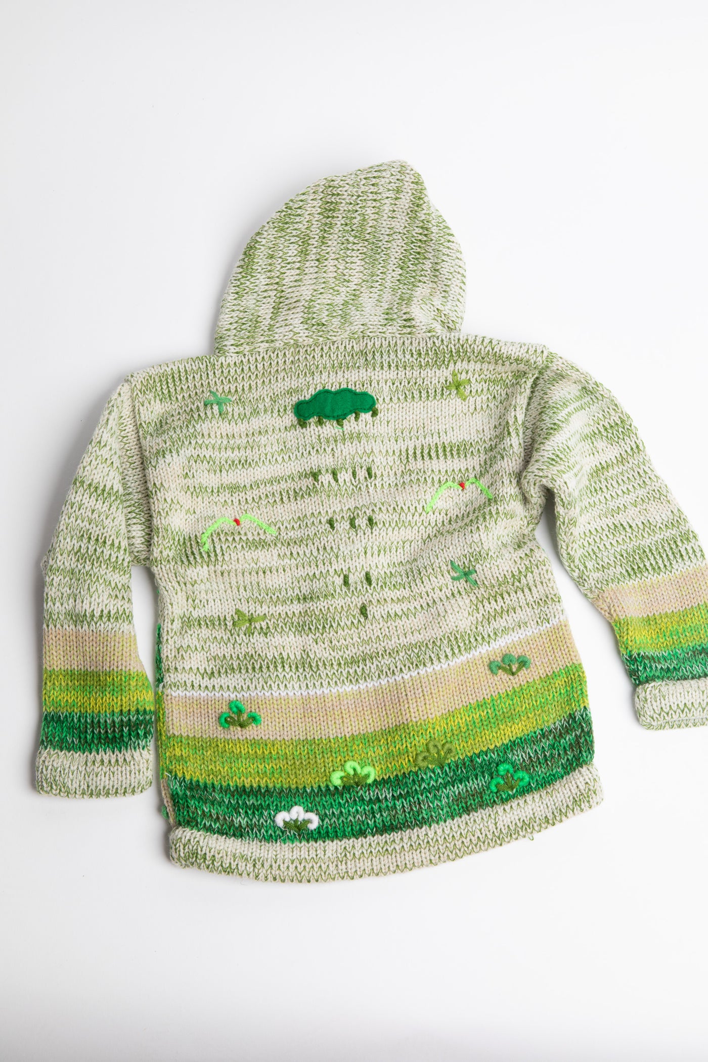 Kids zip up animal sweater in lime space dye