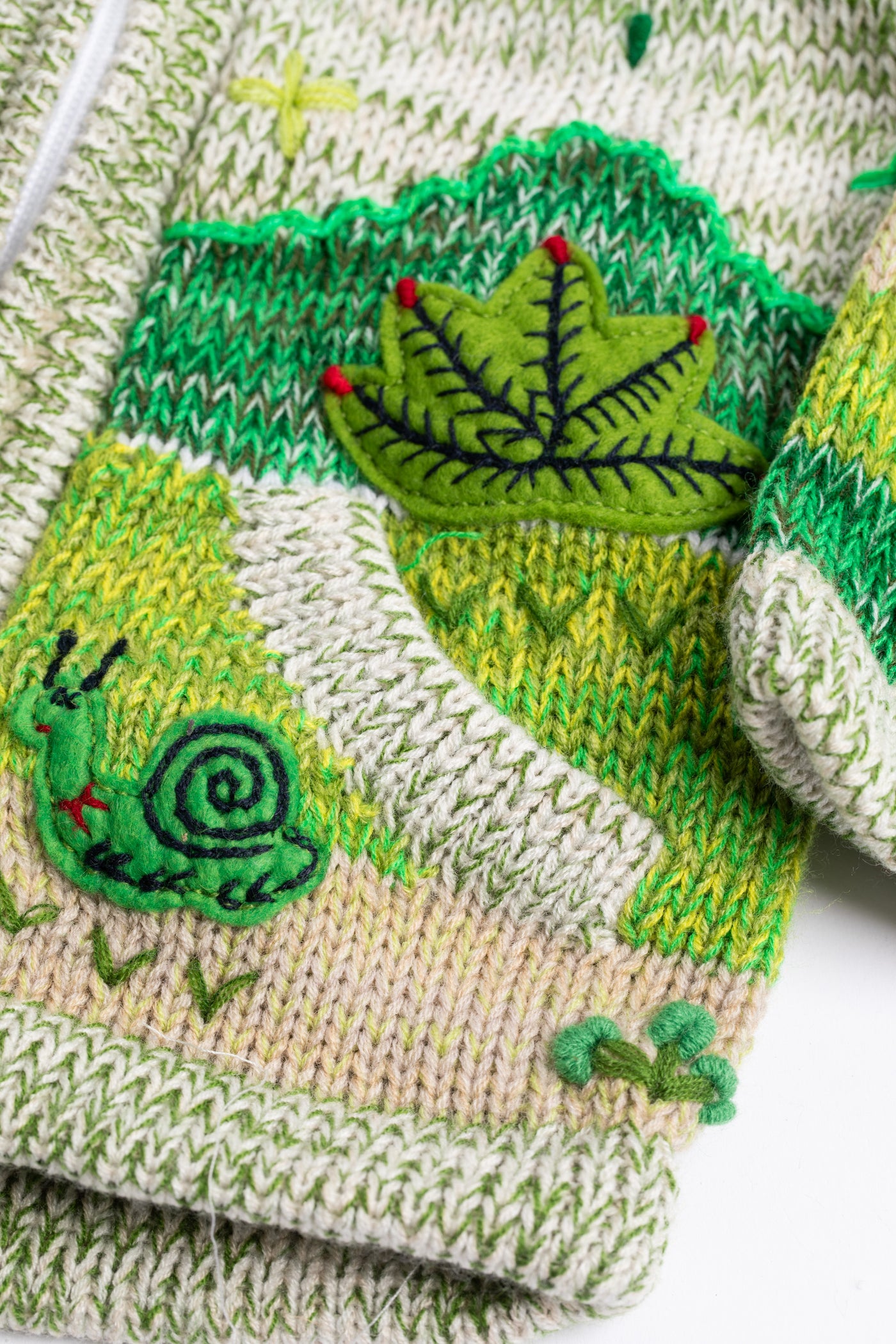 Kids zip up animal sweater in lime space dye