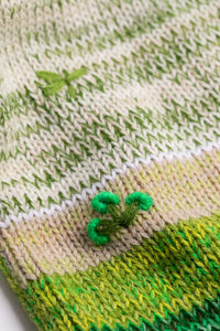 Kids zip up animal sweater in lime space dye