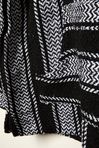 Recycled baja hoodie in Black detail of kangaroo pouch