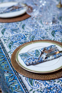 Provincial Block Print Tablecloth Limited in Festive Floral