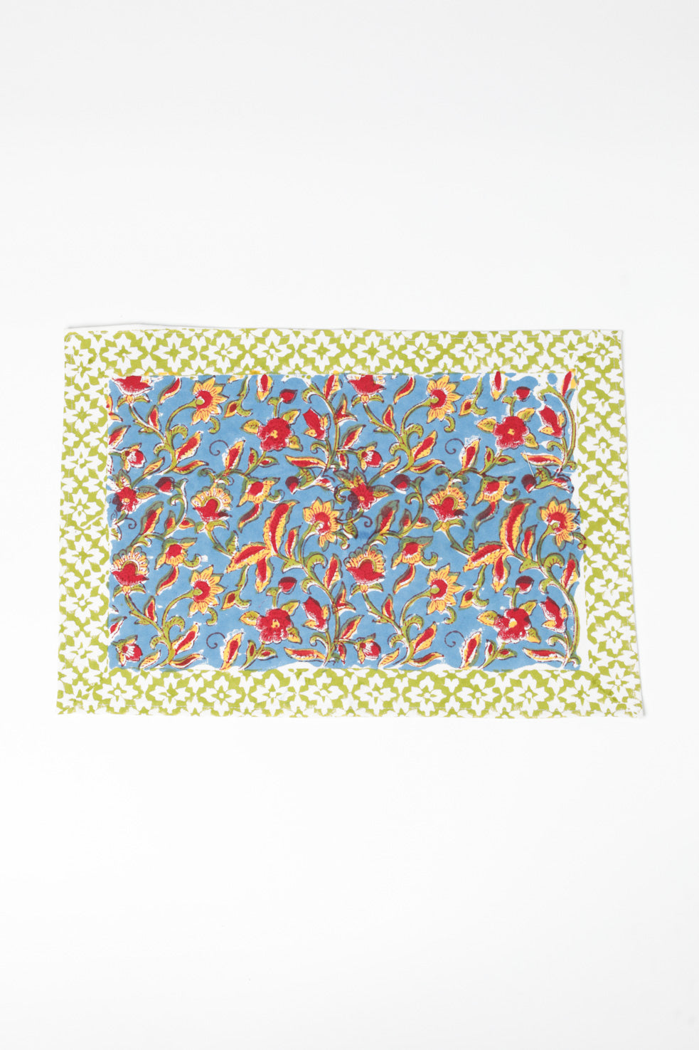 Block print placemat in fiesta flowerpatch