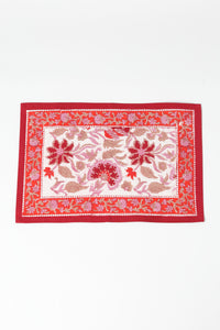 Block print placemat in garnet